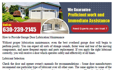 How to Provide Garage Door Lubrication Maintenance in Lombard
